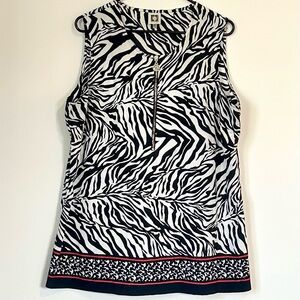 Anne Klein Black and White Zebra Print Top - Size: Extra Large